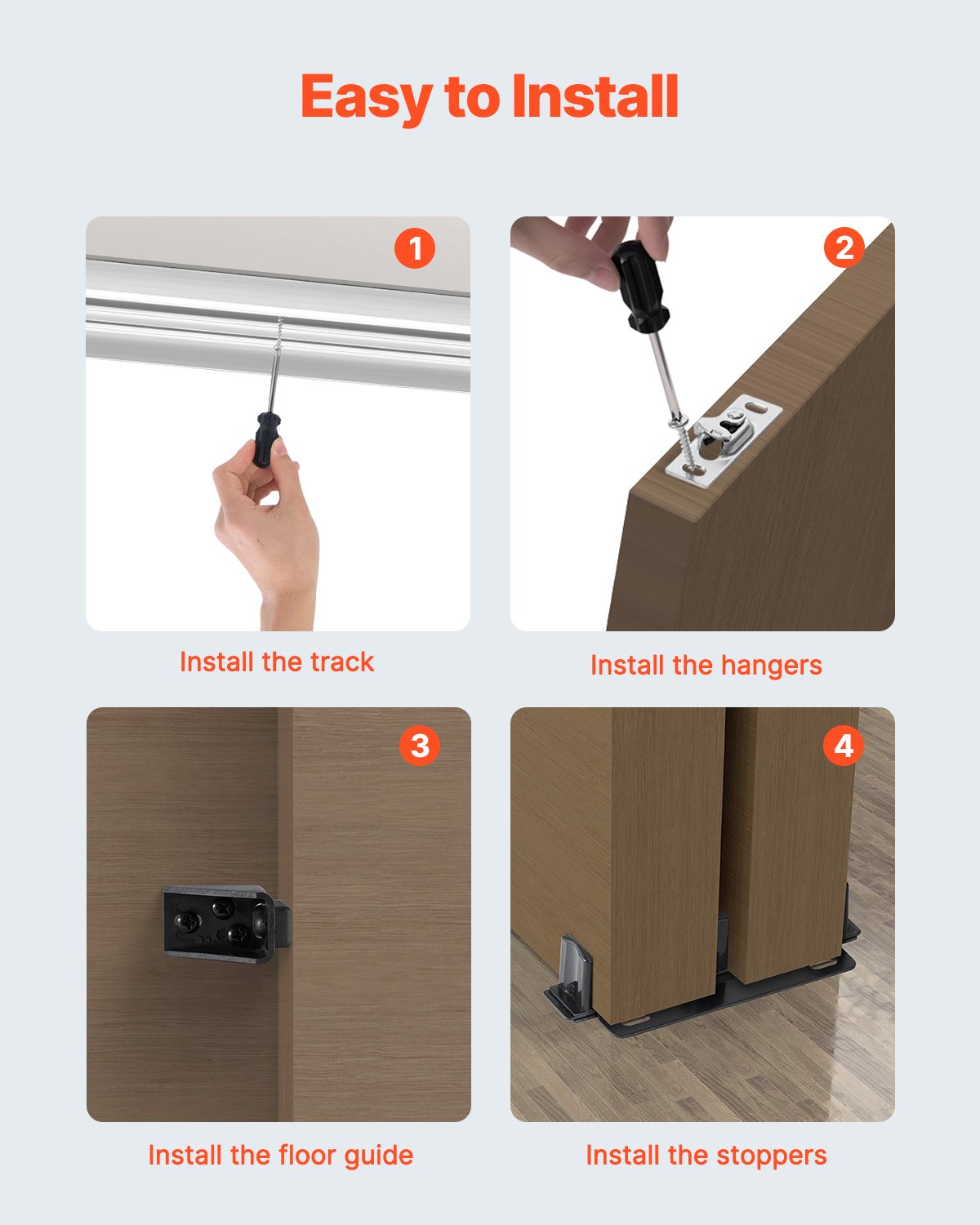 Bypass Door Hardware 6ft Bypass Closet Door Track Kit för 2-dörrssystem