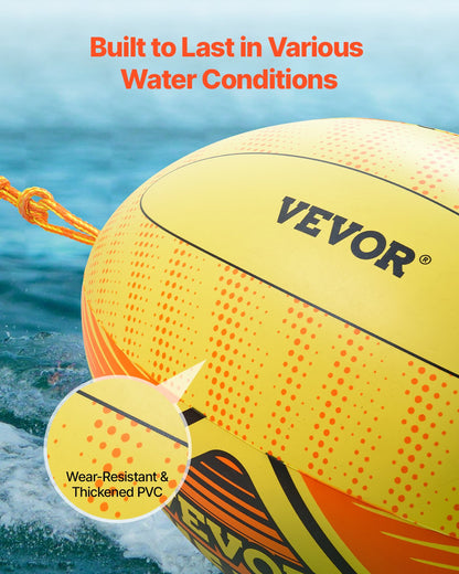 Booster Ball, Towable Tube Rope Performance Ball, Thickened PVC Inflatable Booster Balls for Boating and Water Sports - with High Tensile Strength Rope and Speed Safety Valve