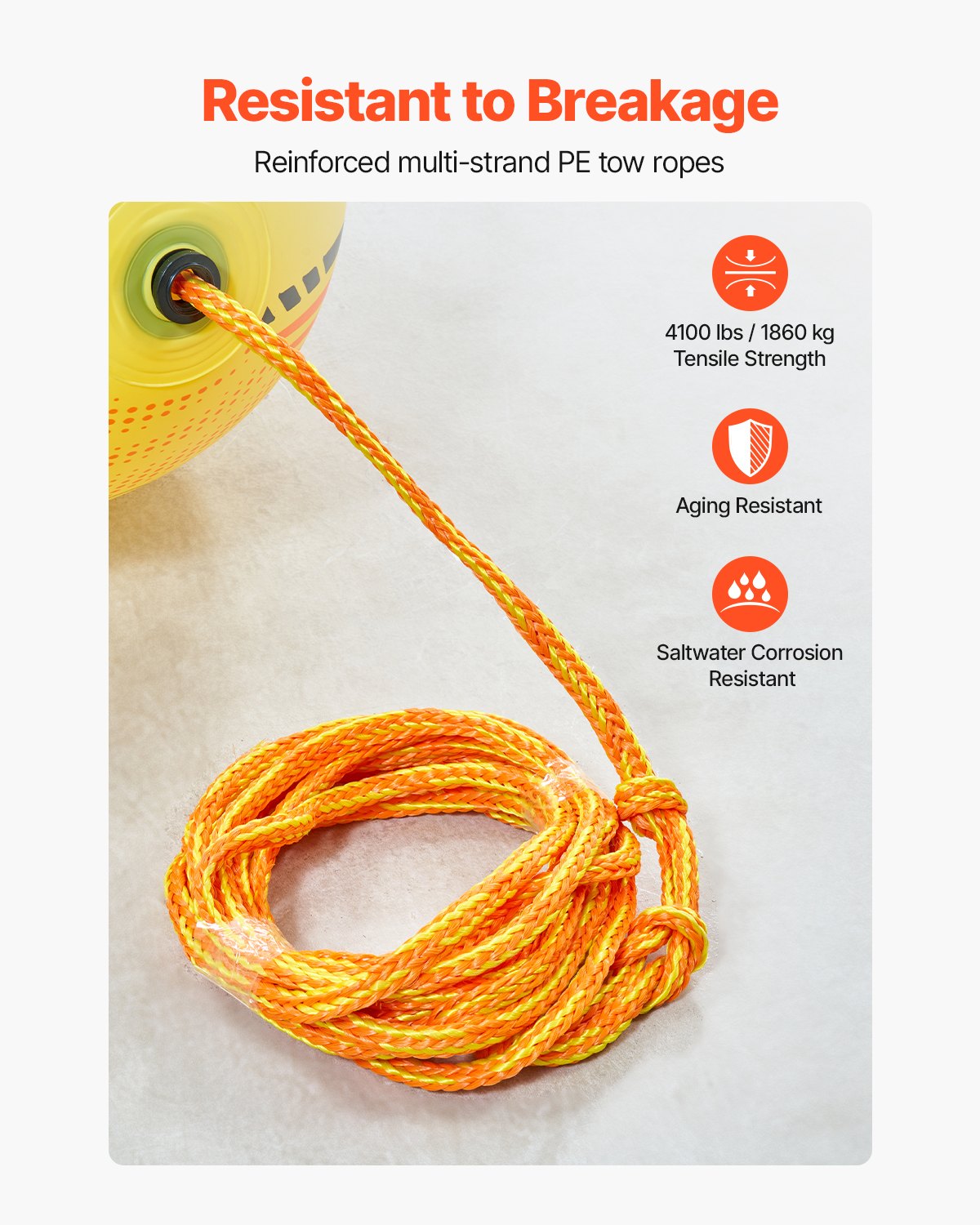 Booster Ball, Towable Tube Rope Performance Ball, Thickened PVC Inflatable Booster Balls for Boating and Water Sports - with High Tensile Strength Rope and Speed Safety Valve