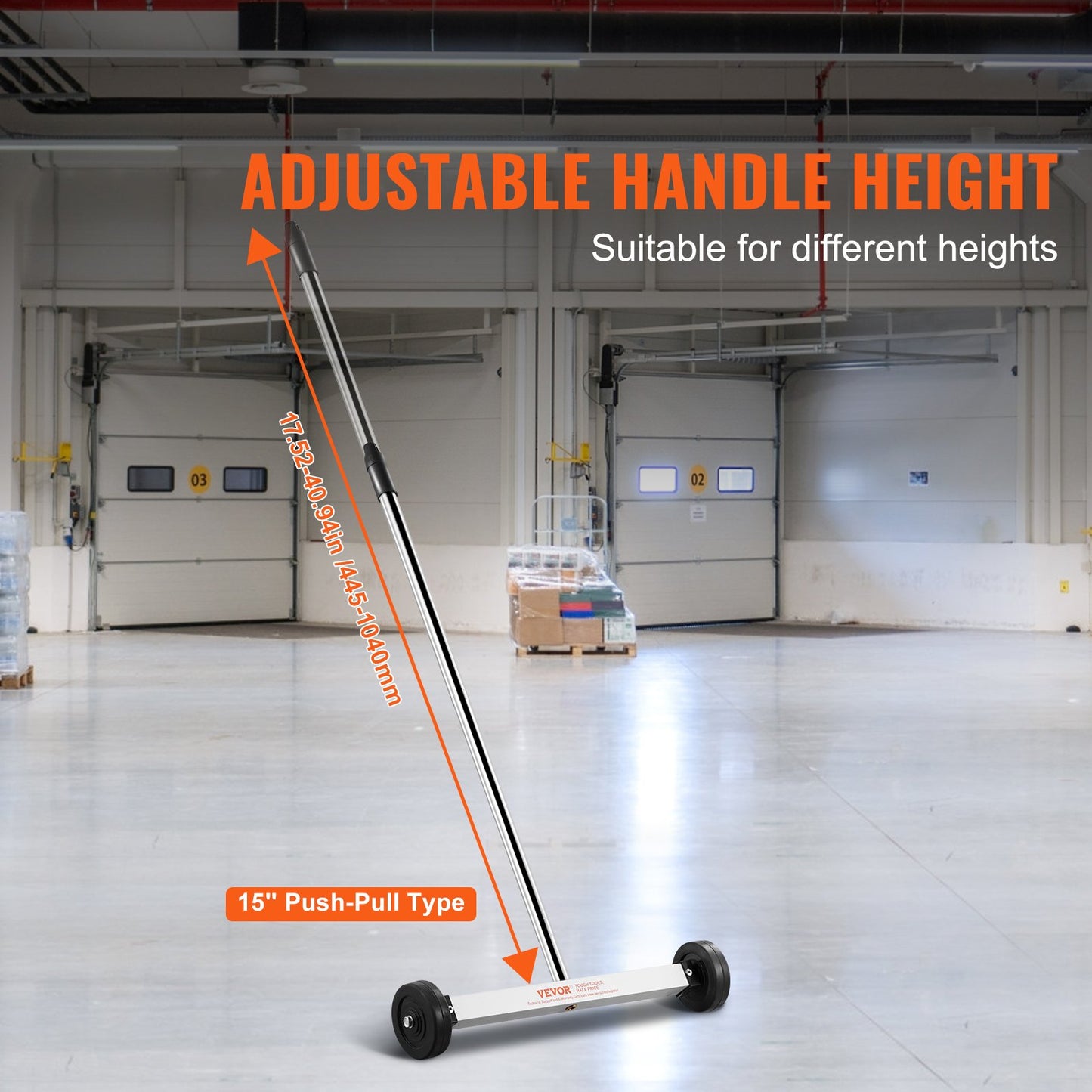 Magnetic Sweeper with Wheels 15inch Mini 8 lbs Capacity Adjustable Handle