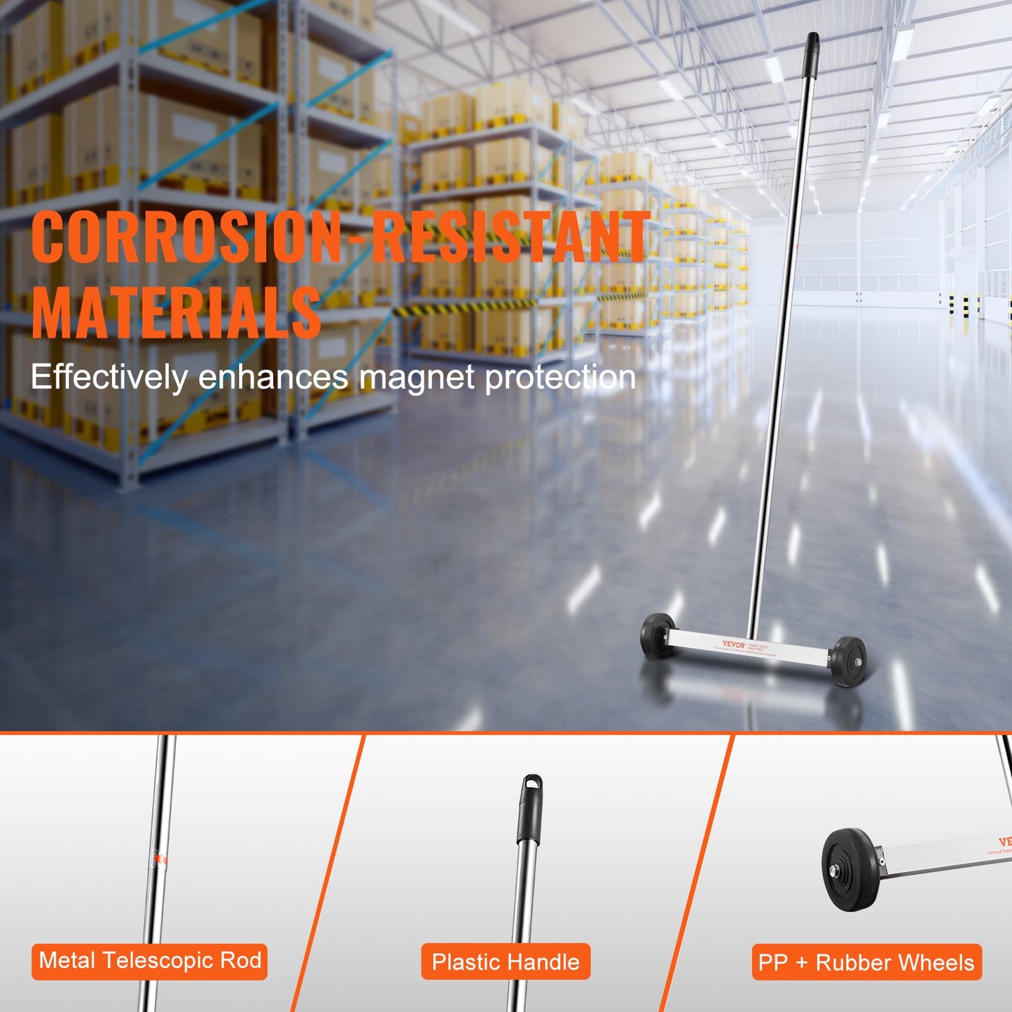 Magnetic Sweeper with Wheels 15inch Mini 8 lbs Capacity Adjustable Handle