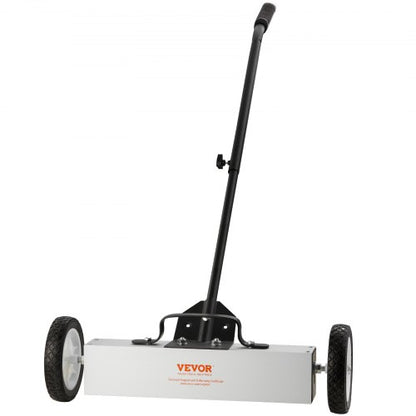 45Lbs Rolling Magnetic Sweeper with Wheels, Push-Type Magnetic Pick Up Sweeper, 18-inch Large Magnet Pickup Lawn Sweeper, Magnet with Telescoping Handle, Easy Cleanup of Workshop Garage Yard