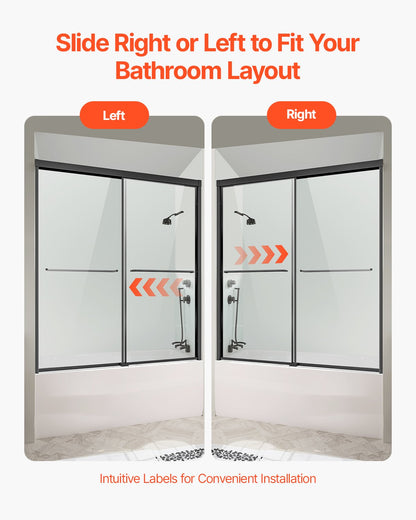 Badkarsduschdörr 50-60 tum B x 60 tum H Halvramlös bypass-badkarsdörr