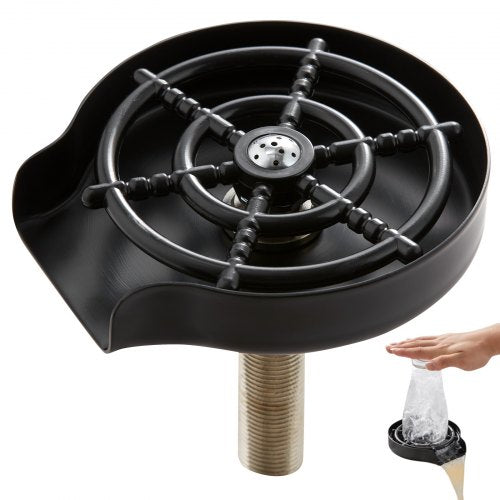 Glass Rinser, 10 Powerful Spraying Jets 360° Rotating Cup Rinser for Sink, 304 Stainless Steel Faucet Cup Washer with ABS Cup Holder for Baby Bottle, Glass Cup, Wine Glass (Matte Black Base)