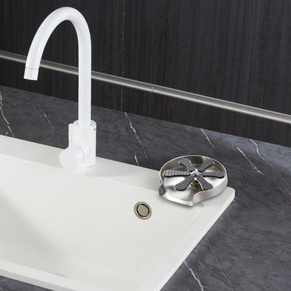 Glass Rinser, 10 Powerful Spraying Jets 360° Rotating Cup Rinser for Sink, 304 Stainless Steel Faucet Cup Washer with Silicone Nonslip Pad for Baby Bottle, Glass Cup, Wine Glass (Drawing Base)