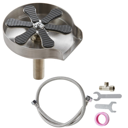 Glass Rinser, 10 Powerful Spraying Jets 360° Rotating Cup Rinser for Sink, 304 Stainless Steel Faucet Cup Washer with Silicone Nonslip Pad for Baby Bottle, Glass Cup, Wine Glass (Drawing Base)