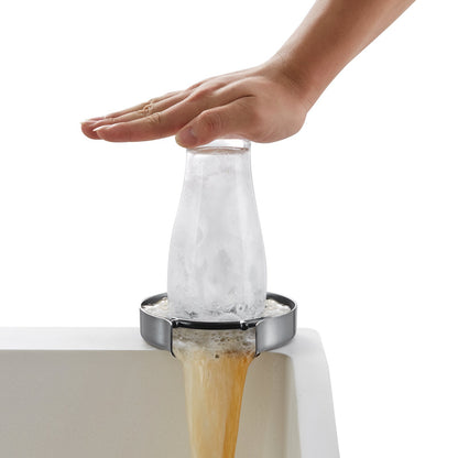 Glass Rinser, 10 Powerful Spraying Jets 360° Rotating Cup Rinser for Sink, 304 Stainless Steel Faucet Cup Washer with ABS Cup Holder for Baby Bottle, Glass Cup, Wine Glass (Silver Grey Base)