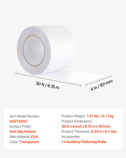Anti-Slip Tape, 30 FT x 4 inch Transparent Non-Slip Grip Tape for Indoor & Outdoor Use, Ultra-Clear Non Skid Traction Treads for Bathrooms Boats Stairs Pools, Safe & Comfortable for Bare Feet