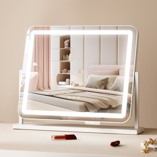 Lighted Makeup Mirror 3-färgad sminkspegel med USB-portförstoring21,7x17,7 tum