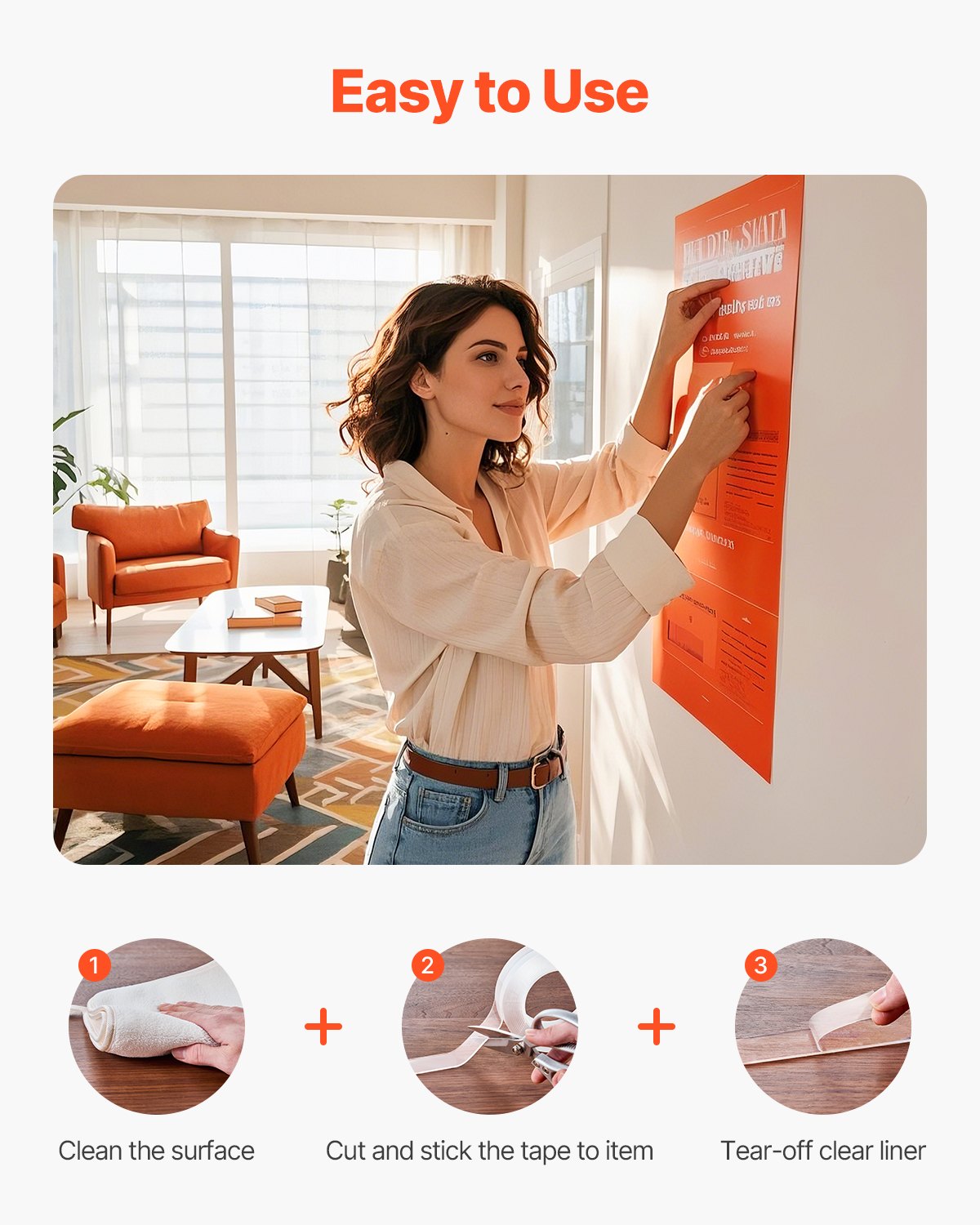 Double Sided Tape Heavy Duty, 16 ft Long Nano Mounting Tape, Strong Adhesive & Reusable, Clear Two Sided Wall Tape, Removable Poster Picture Hanging Strips for Home, Office, Car, Outdoor Use