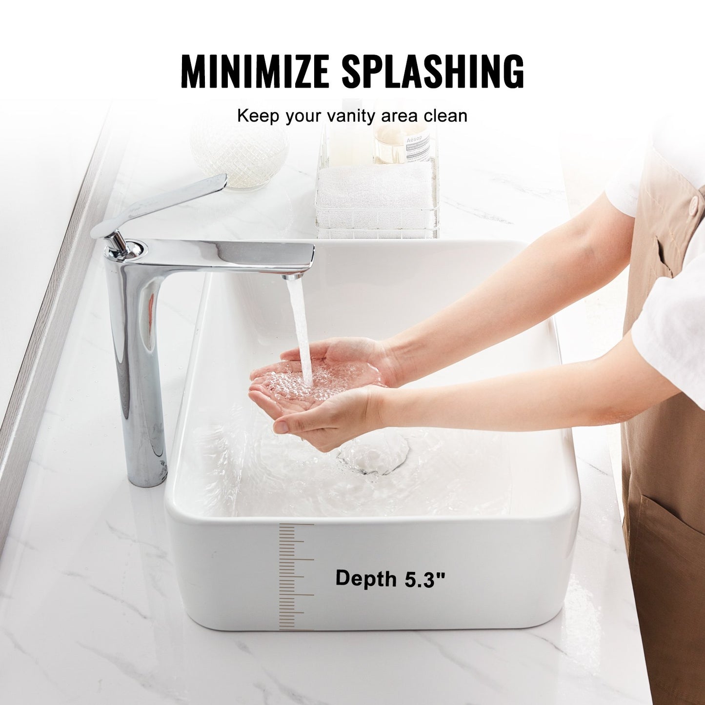 Rectangle Vessel Sink, 19" x 14.7" Bathroom Vessel Sink Countertop, White Ceramic Bathroom Sinks Above Counter, Modern Style, Bright and Elegant, Well-Packaged for Bathroom, Hotel, Toilet, RV
