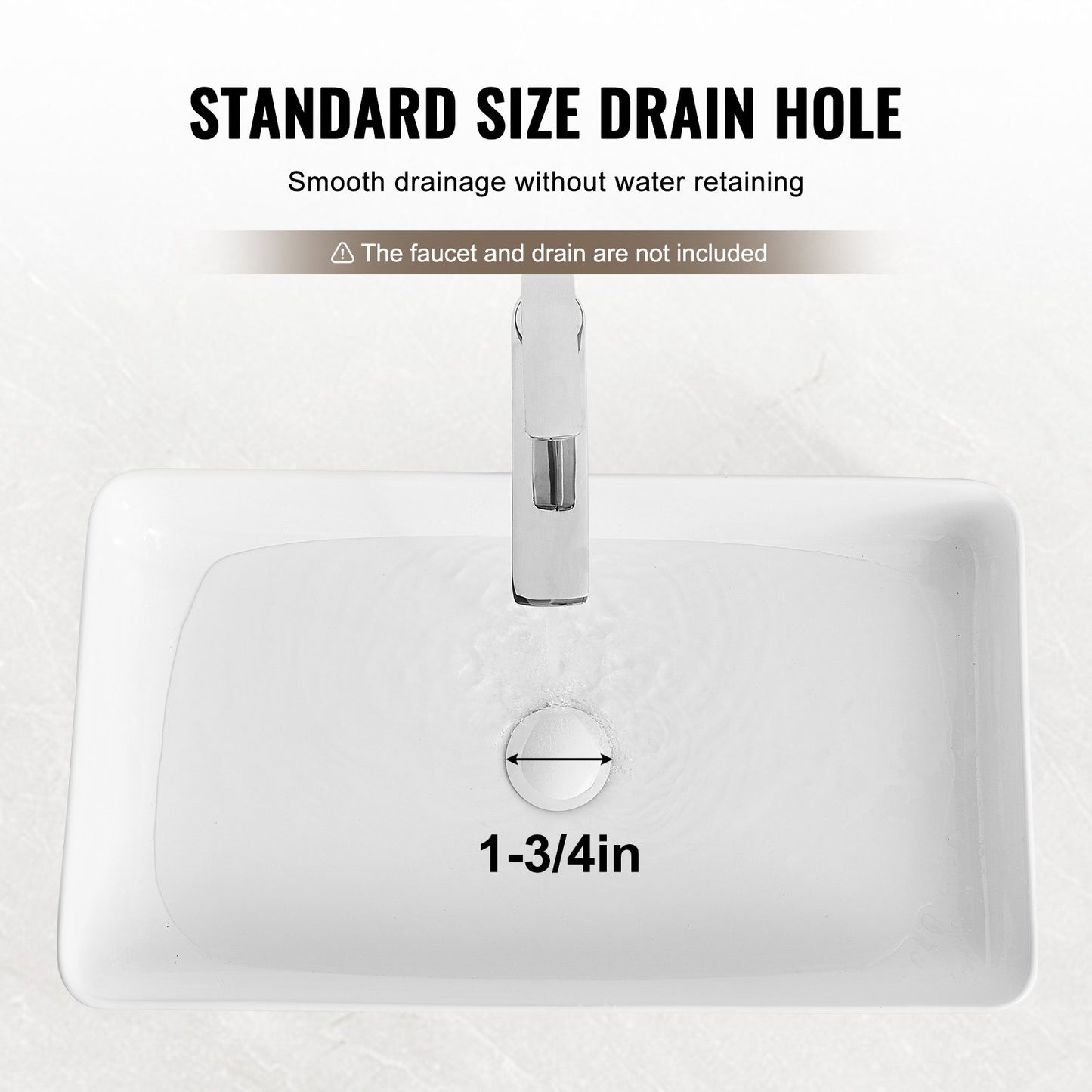 Modernes Keramikwaschbecken 24"x13,8" Badezimmer Schüssel Arbeitsplatte Weiß