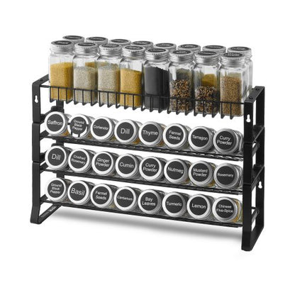 Detachable Spice Rack Organizer for Cabinet, 4 Tie Stackable Seasoning Organizer, Spice Jars Kitchen Storage for Countertop Kitchen Pantry Cupboard, 15.8x10.7 in