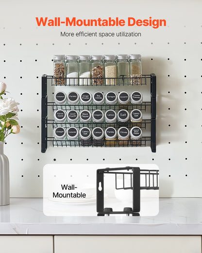 Detachable Spice Rack Organizer for Cabinet, 4 Tie Stackable Seasoning Organizer, Spice Jars Kitchen Storage for Countertop Kitchen Pantry Cupboard, 15.8x10.7 in