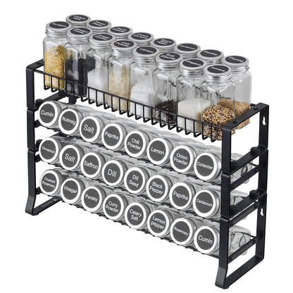 Detachable Spice Rack Organizer for Cabinet, 4 Tie Stackable Seasoning Organizer, Spice Jars Kitchen Storage for Countertop Kitchen Pantry Cupboard, 15.8x10.7 in