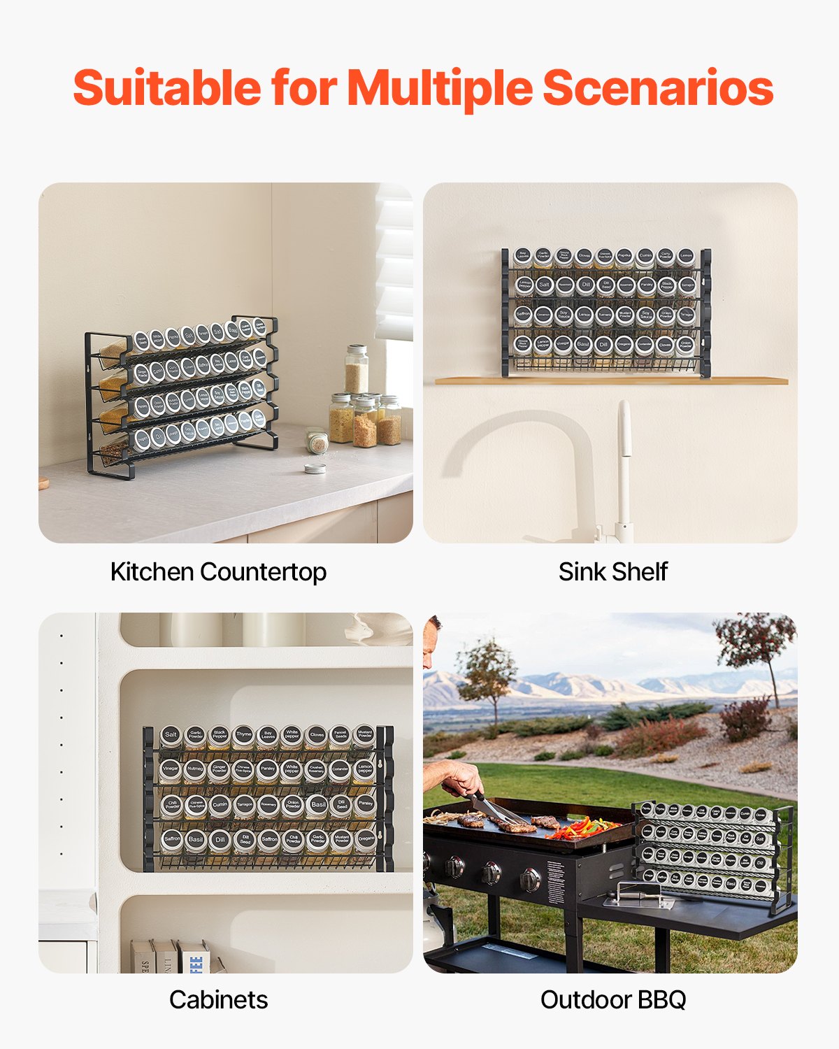 Spice Rack Organizer for Cabinets Kitchen Spice Organizer 18x11 inch