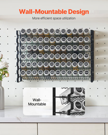 Spice Rack Organizer for Cabinet, Spice Organizer with 72 Empty Spice Jars, Lids, Spice Labels, and Funnel Complete Set, Seasoning Organizer for Countertop, Kitchen, Pantry, Cupboard, 23x16 in