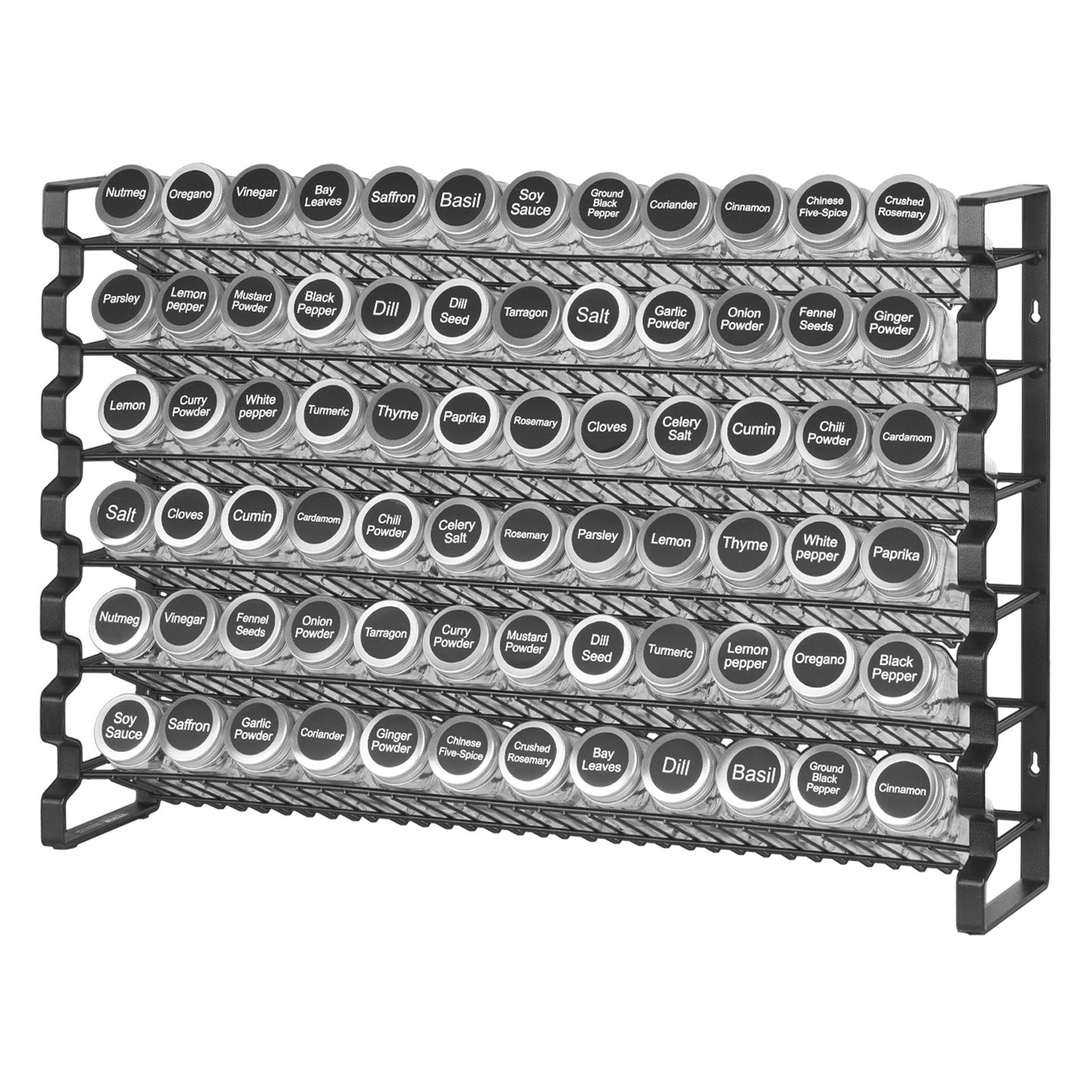 Spice Rack Organizer for Cabinet, Spice Organizer with 72 Empty Spice Jars, Lids, Spice Labels, and Funnel Complete Set, Seasoning Organizer for Countertop, Kitchen, Pantry, Cupboard, 23x16 in