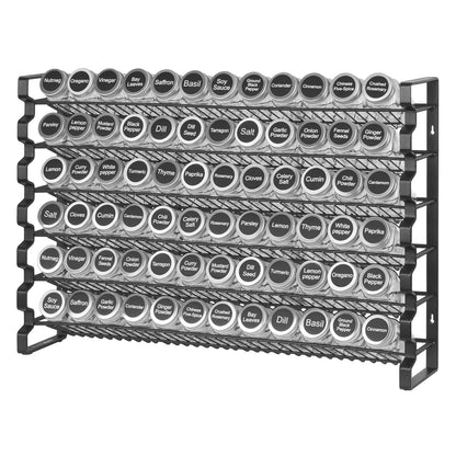 Spice Rack Organizer for Cabinet, Spice Organizer with 72 Empty Spice Jars, Lids, Spice Labels, and Funnel Complete Set, Seasoning Organizer for Countertop, Kitchen, Pantry, Cupboard, 23x16 in