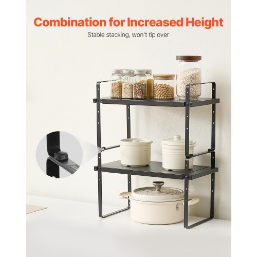 2-Tier Cabinet Organizer Shelf Countertop Shelves Steel Storage Spice Rack | EU