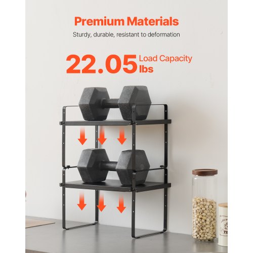 2-Tier Cabinet Organizer Shelf Countertop Shelves Steel Storage Spice Rack | EU