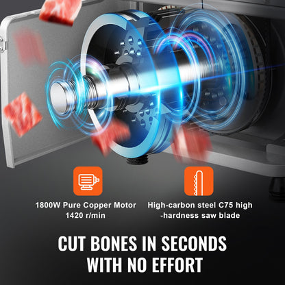 1800W Commercial Electric Meat Bandsaw Stainless Steel Bone Sawing Machine