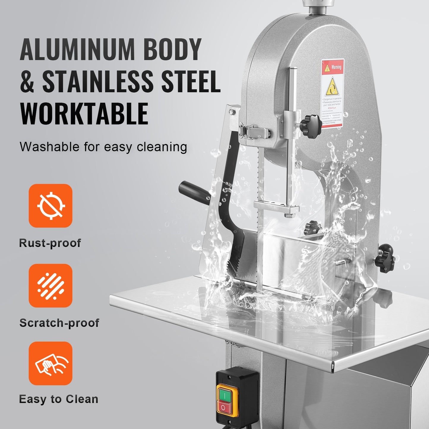 1800W Commercial Electric Meat Bandsaw Stainless Steel Bone Sawing Machine