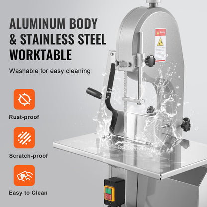1800W Commercial Electric Meat Bandsaw Stainless Steel Bone Sawing Machine