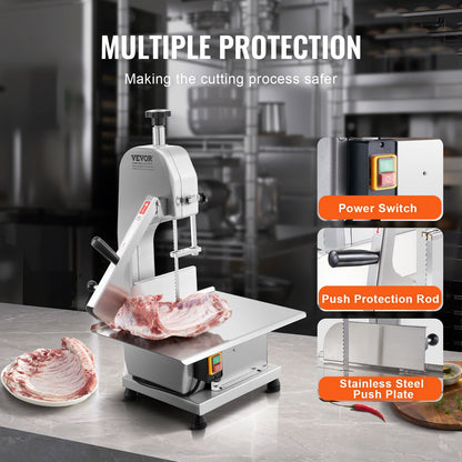 650W Commercial Electric Meat Band Saw Stainless Steel Bone Saw Machine