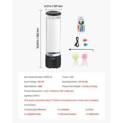 Sensorische Blasenröhrenlampe 16 ferngesteuerte farbige Wasserfischlampe