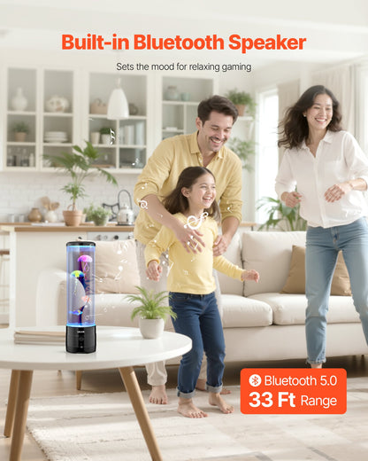 Sensory Bubble Tube Lamp, 16 Color Changing Light Effects, Water Fish Lamp with Built-in Bluetooth Speaker & White Noise, Fake Aquarium Tank Night Light for Bedroom Living Room Home Decor