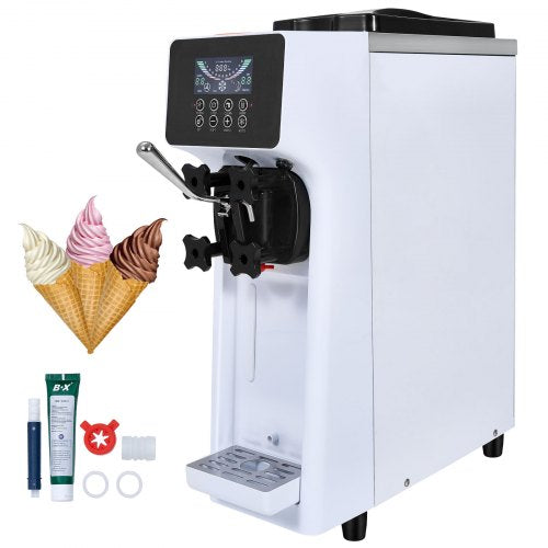 Commercial Ice Cream Machine, 10.6 QT/H Yield, 1000W Single Flavor Countertop Soft Serve Ice Cream Maker, with 4L Hopper 1.6L Cylinder, LCD Panel Auto Clean Pre-cooling, for Restaurant Snack Bar
