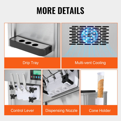 Kommerziellen Softeis Maschine 20L/H Ausgang 3 Geschmack Arbeitsplatte