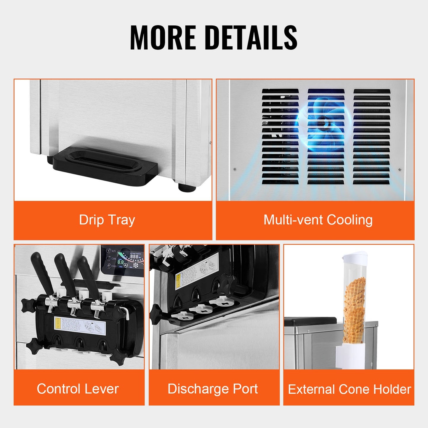 Kommerzielle Softeismaschine, 18–28 l/h Leistung, 3 Geschmacksrichtungen