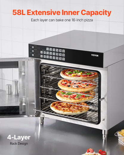 Konvektionsofen für die Arbeitsplatte, kommerzieller Toaster, Bäcker, Edelstahl, 58 l