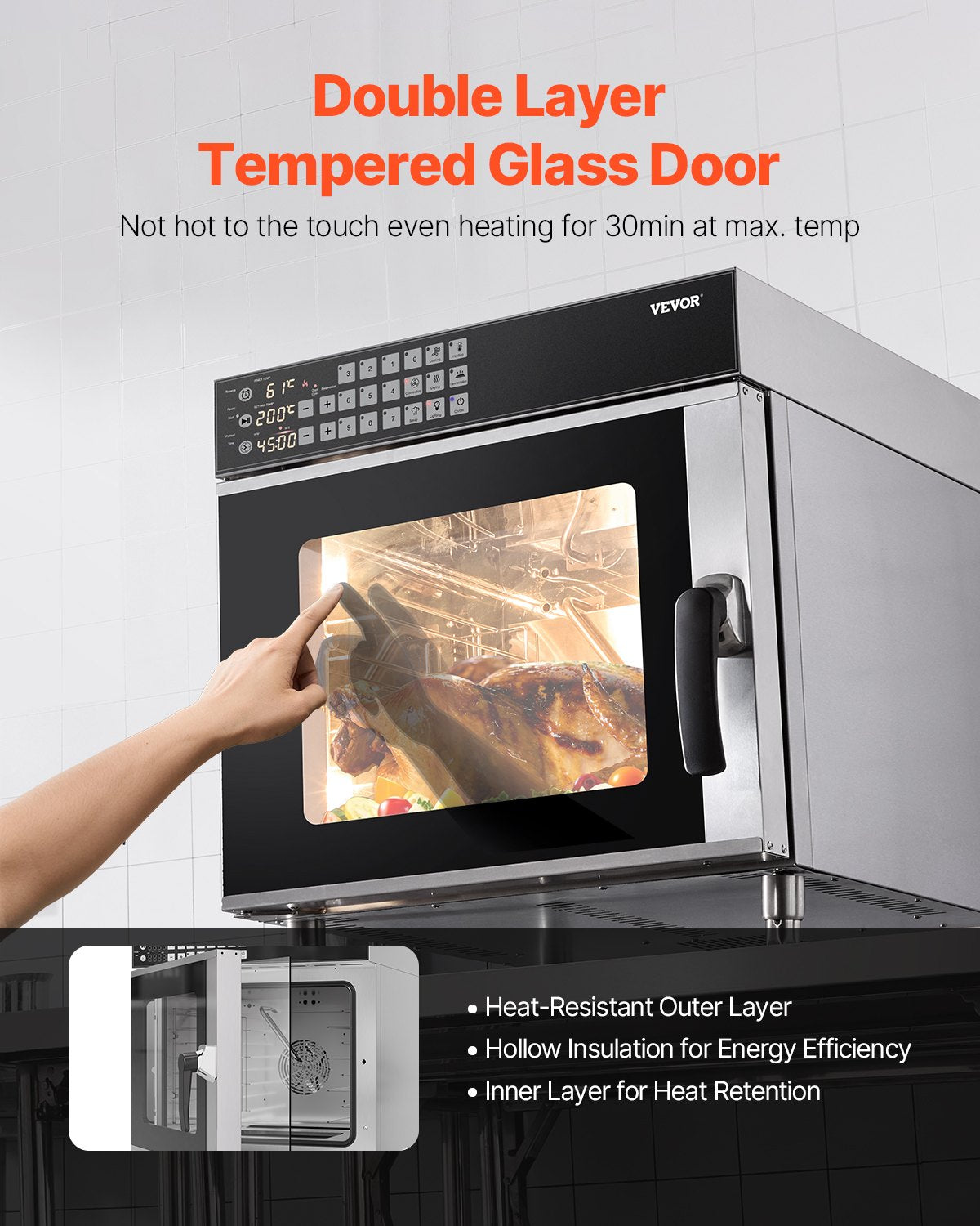 Konvektionsofen für die Arbeitsplatte, kommerzieller Toaster, Bäcker, Edelstahl, 58 l