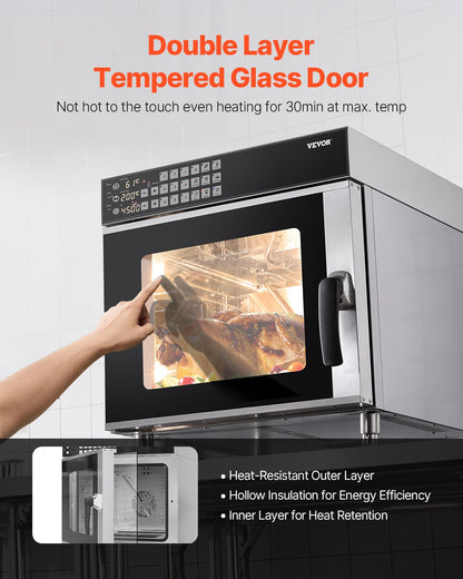 Konvektionsofen für die Arbeitsplatte, kommerzieller Toaster, Bäcker, Edelstahl, 58 l