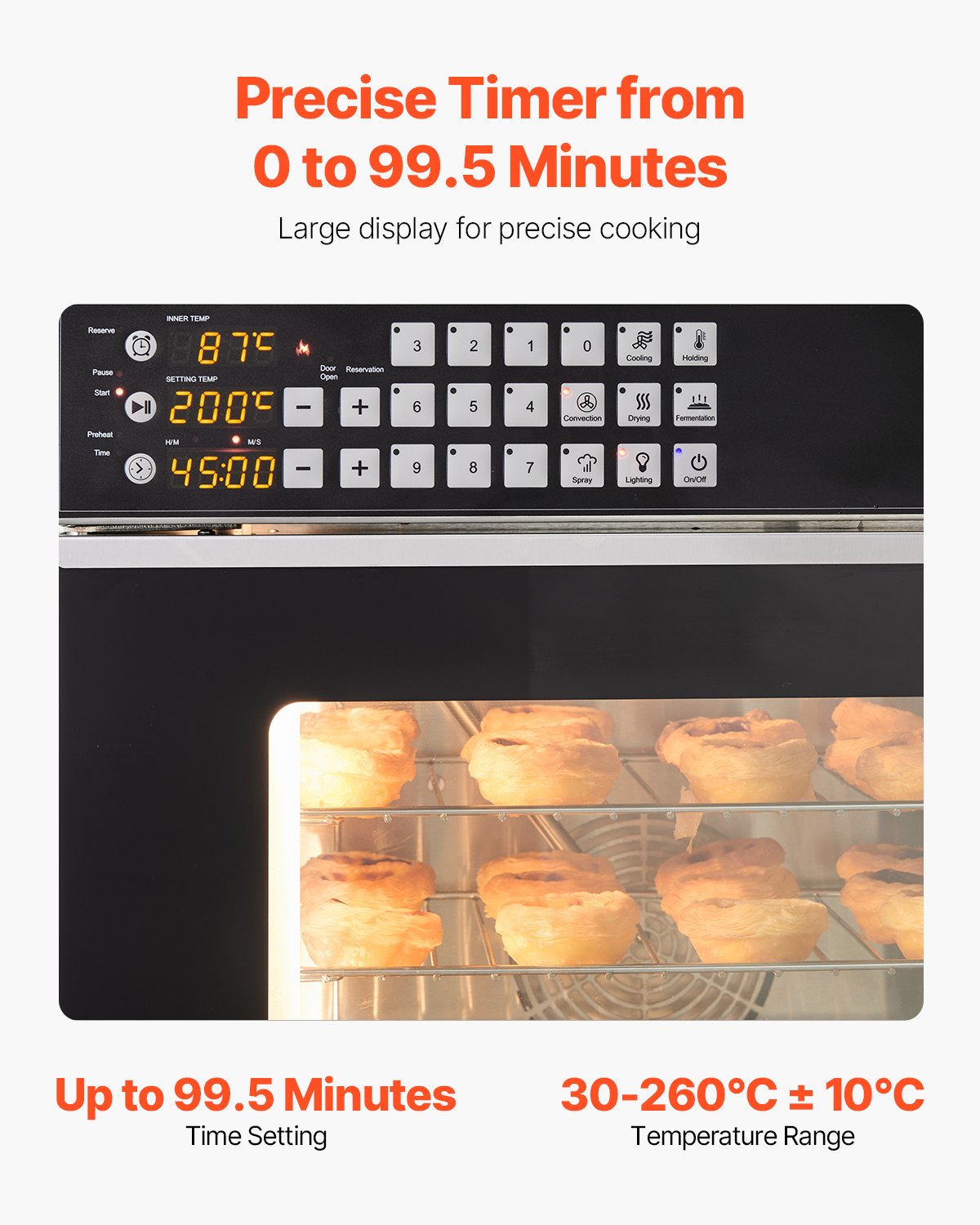 Konvektionsofen für die Arbeitsplatte, kommerzieller Toaster, Bäcker, Edelstahl, 58 l