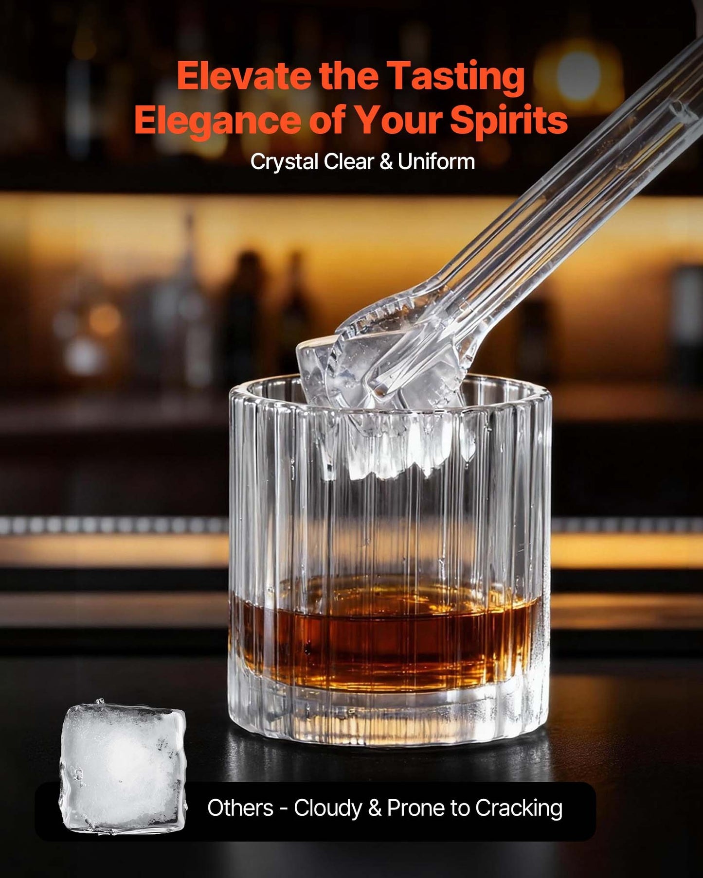 Countertop Ice Maker, 22 lbs per Day, Self-Cleaning Portable Machine with Tong, Drawer-Style Ice Access, Ice-Making Machine with Large Square Cubes, for Home, Kitchen, Office, Bar & Party