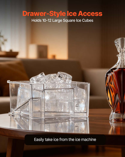 Countertop Ice Maker, 22 lbs per Day, Self-Cleaning Portable Machine with Tong, Drawer-Style Ice Access, Ice-Making Machine with Large Square Cubes, for Home, Kitchen, Office, Bar & Party