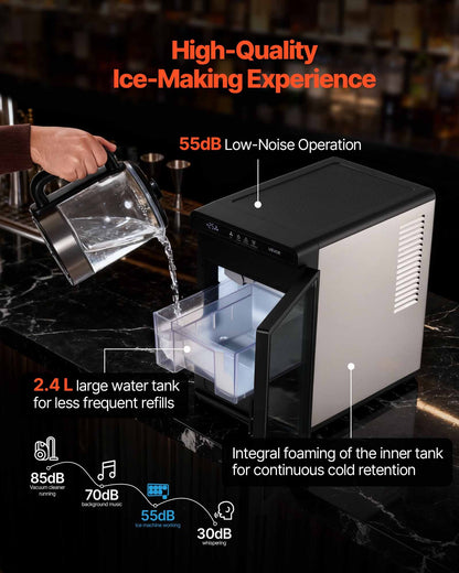 Countertop Ice Maker, 22 lbs per Day, Self-Cleaning Portable Machine with Tong, Drawer-Style Ice Access, Ice-Making Machine with Large Square Cubes, for Home, Kitchen, Office, Bar & Party