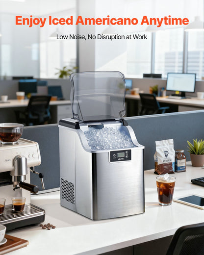 Countertop Ice Maker, 44 lbs per Day, Self-Cleaning Portable Machine with Scoop, 4 lbs Ice-Storage Basket, Nugget Ice-Making Machine with Chewable Ices for Home, Kitchen, Office, Bar & Party