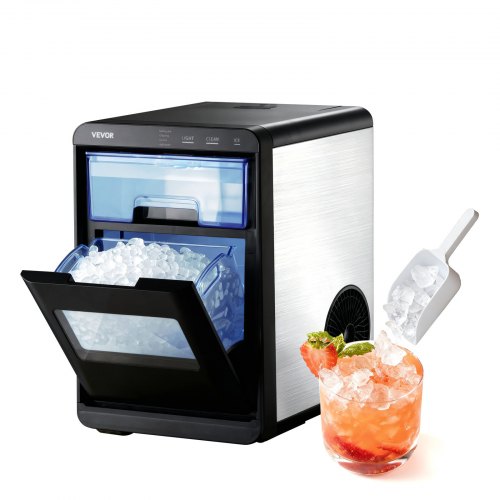 Countertop Ice Maker, 44 lbs per Day, Self-Cleaning Portable Machine with Scoop, Drawer-Style Ice Access, Nugget Ice-Making Machine with Chewable Ices for Home, Kitchen, Office, Bar & Party
