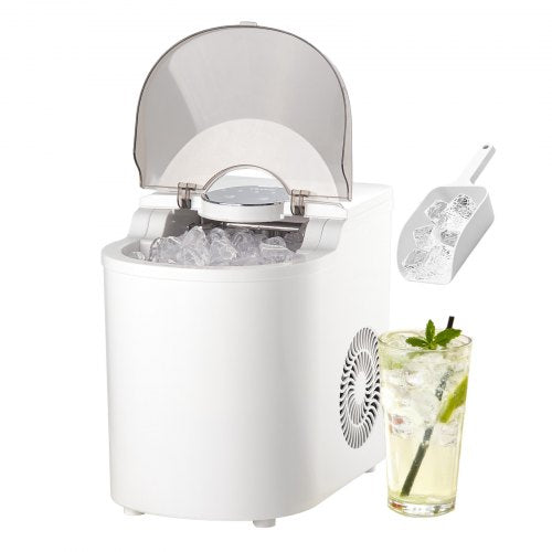 Countertop Ice Maker, 7 Cubes Ready in 6 Mins, 26 lbs per Day, Self-Cleaning Portable Machine with Ice Scoop, Ice-Making Machine with 2 Sizes Bullet Ices for Home, Kitchen, Office, Bar & Party