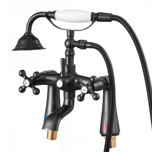 Clawfoot Tub Faucet, Deck Mount Bathtub Faucets with Handheld Shower, Vintage Oil-Rubbed Bronze Clawfoot Tub Filler Faucet Shower Kit with 360° Rotation Spout & 59-inch Long Hose for Bathtubs
