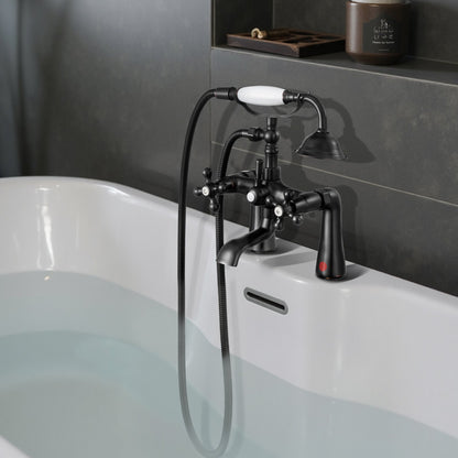 Clawfoot Tub Faucet, Deck Mount Bathtub Faucets with Handheld Shower, Vintage Oil-Rubbed Bronze Clawfoot Tub Filler Faucet Shower Kit with 360° Rotation Spout & 59-inch Long Hose for Bathtubs