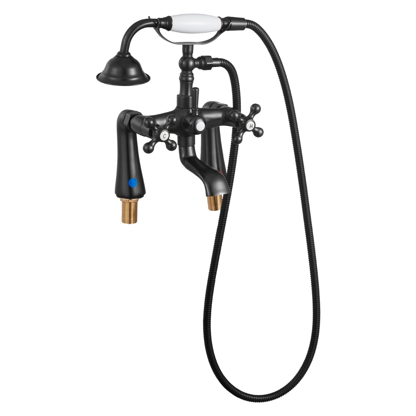 Clawfoot Tub Faucet, Deck Mount Bathtub Faucets with Handheld Shower, Vintage Oil-Rubbed Bronze Clawfoot Tub Filler Faucet Shower Kit with 360° Rotation Spout & 59-inch Long Hose for Bathtubs