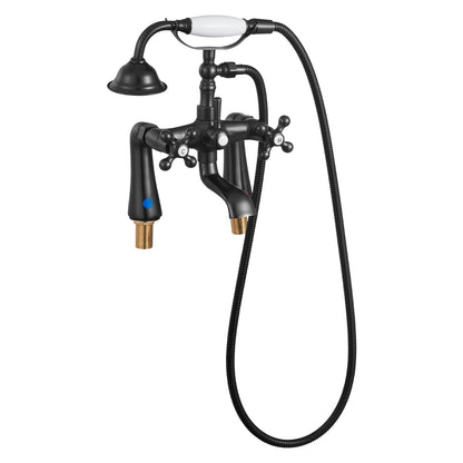 Clawfoot Tub Faucet, Deck Mount Bathtub Faucets with Handheld Shower, Vintage Oil-Rubbed Bronze Clawfoot Tub Filler Faucet Shower Kit with 360° Rotation Spout & 59-inch Long Hose for Bathtubs