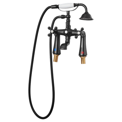 Clawfoot Tub Faucet, Deck Mount Bathtub Faucets with Handheld Shower, Vintage Oil-Rubbed Bronze Clawfoot Tub Filler Faucet Shower Kit with 360° Rotation Spout & 59-inch Long Hose for Bathtubs