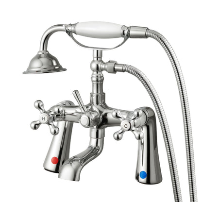 Clawfoot Tub Faucet, Deck Mount Bathtub Faucets with Handheld Shower, Vintage Polished Chrome Clawfoot Tub Filler Faucet Shower Kit with 360° Rotation Spout & 59-inch Long Hose for Bathtubs